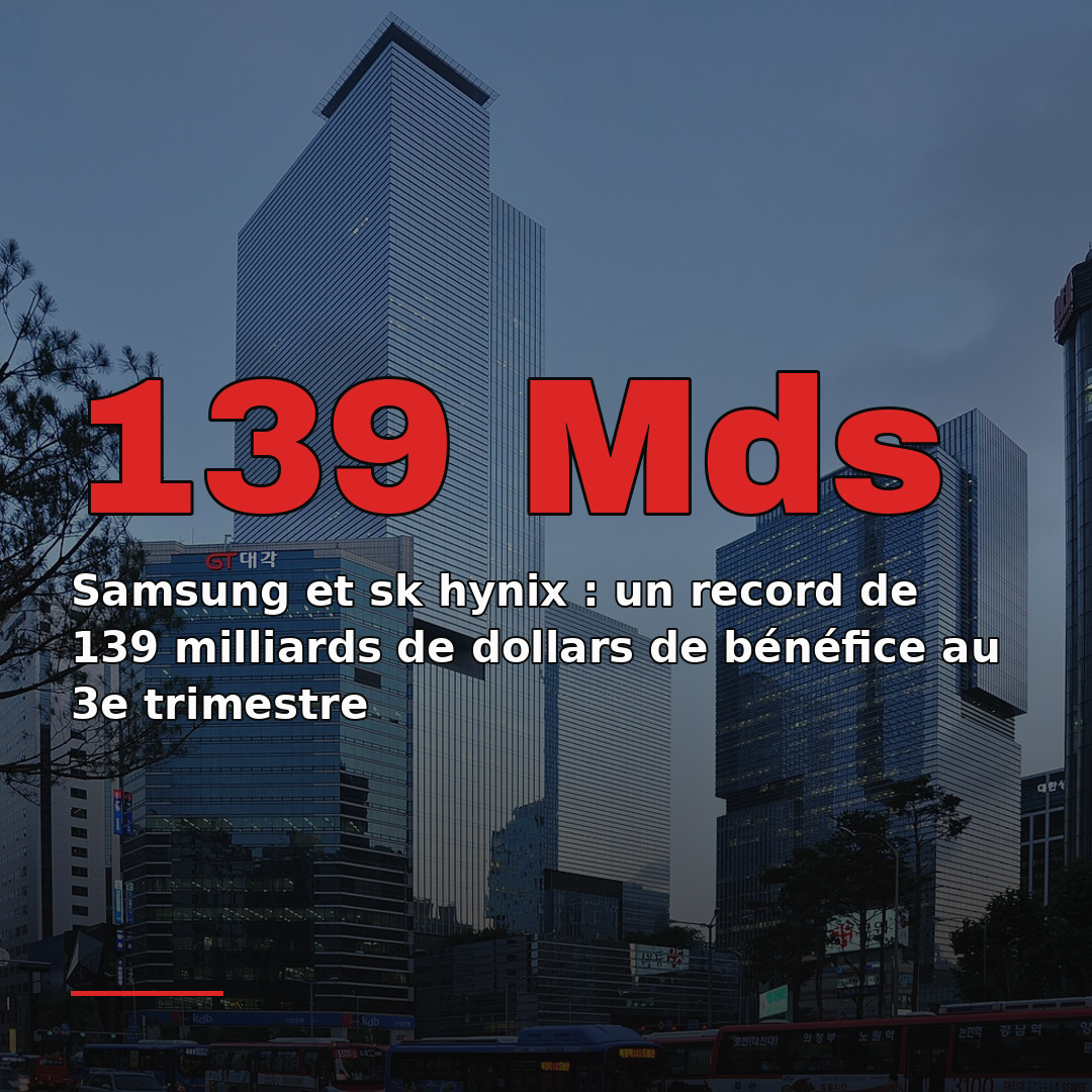 Samsung et sk hynix : un record de 139 milliards de dollars de bénéfice au 3e trimestre