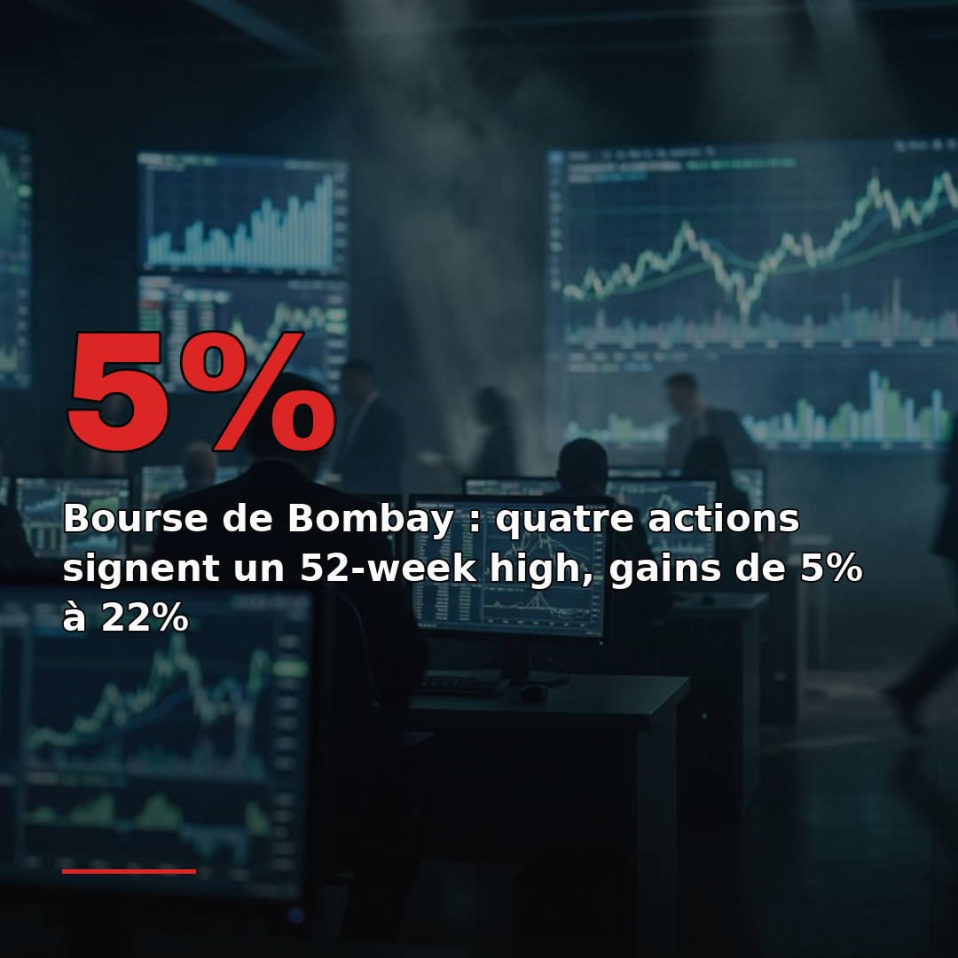 Bourse de Bombay : quatre actions signent un 52-week high, gains de 5% à 22%