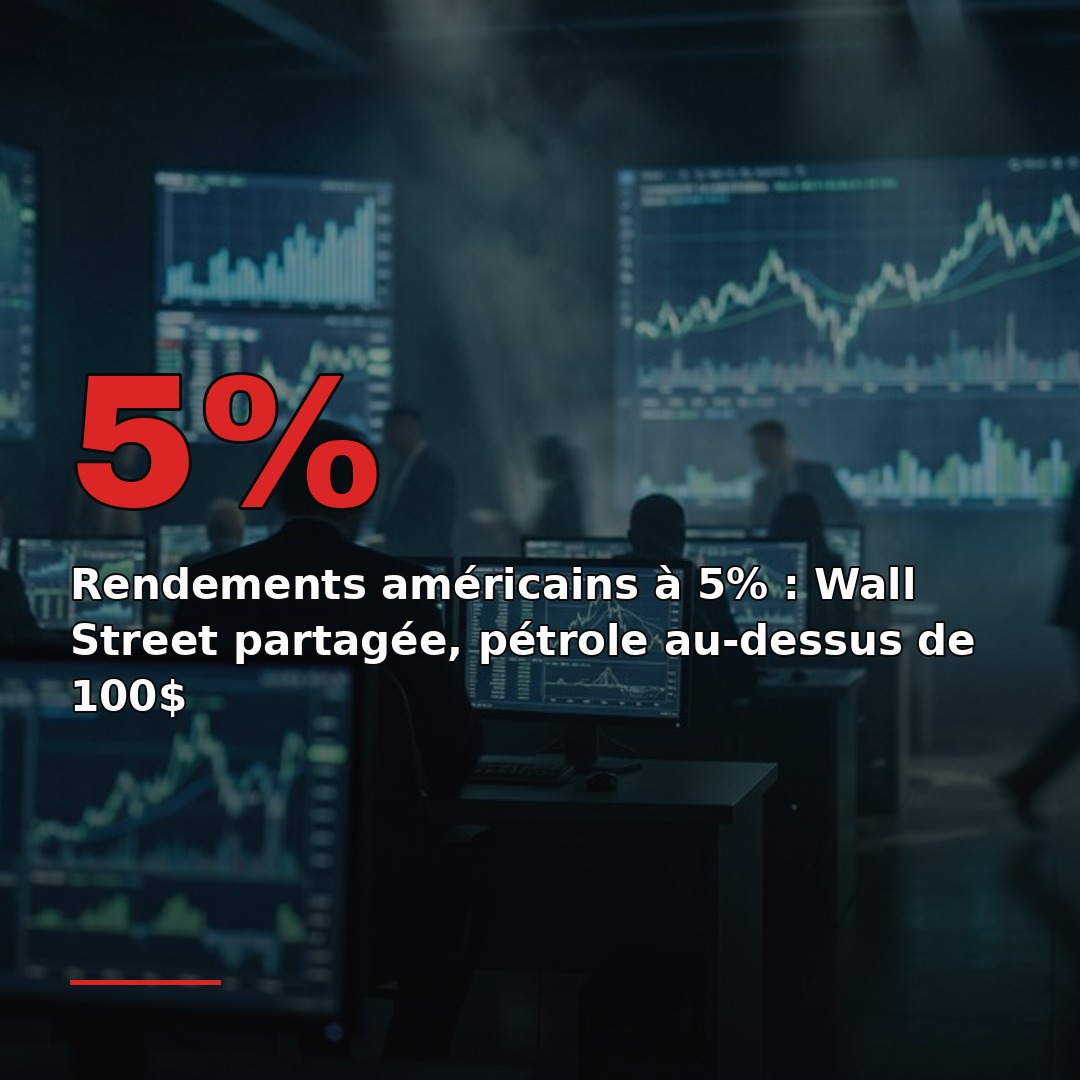 Rendements américains à 5% : Wall Street partagée, pétrole au-dessus de 100$