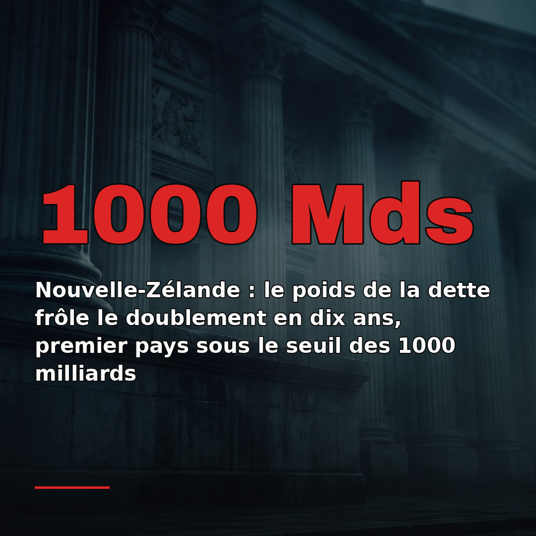 Nouvelle-Zélande : le poids de la dette frôle le doublement en dix ans, premier pays sous le seuil des 1000 milliards