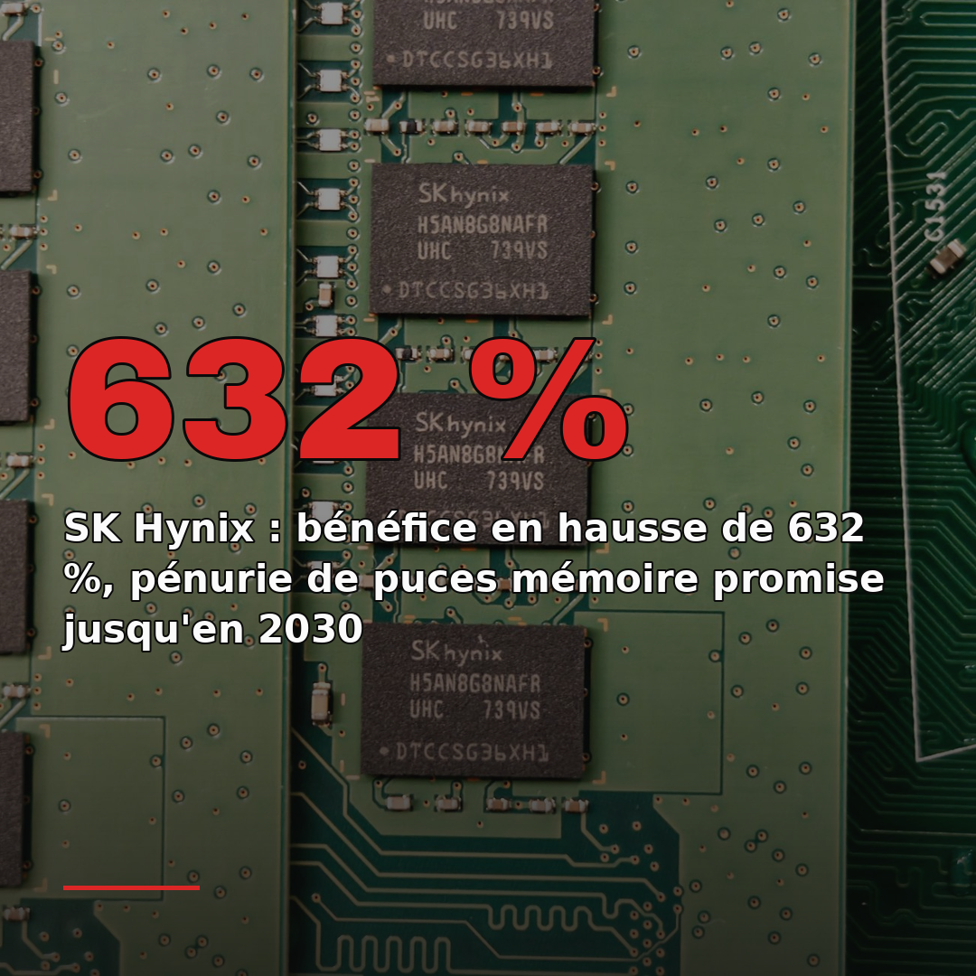 SK Hynix : bénéfice en hausse de 632 %, pénurie de puces mémoire promise jusqu'en 2030
