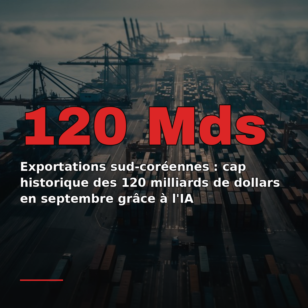 Exportations sud-coréennes : cap historique des 120 milliards de dollars en septembre grâce à l'IA