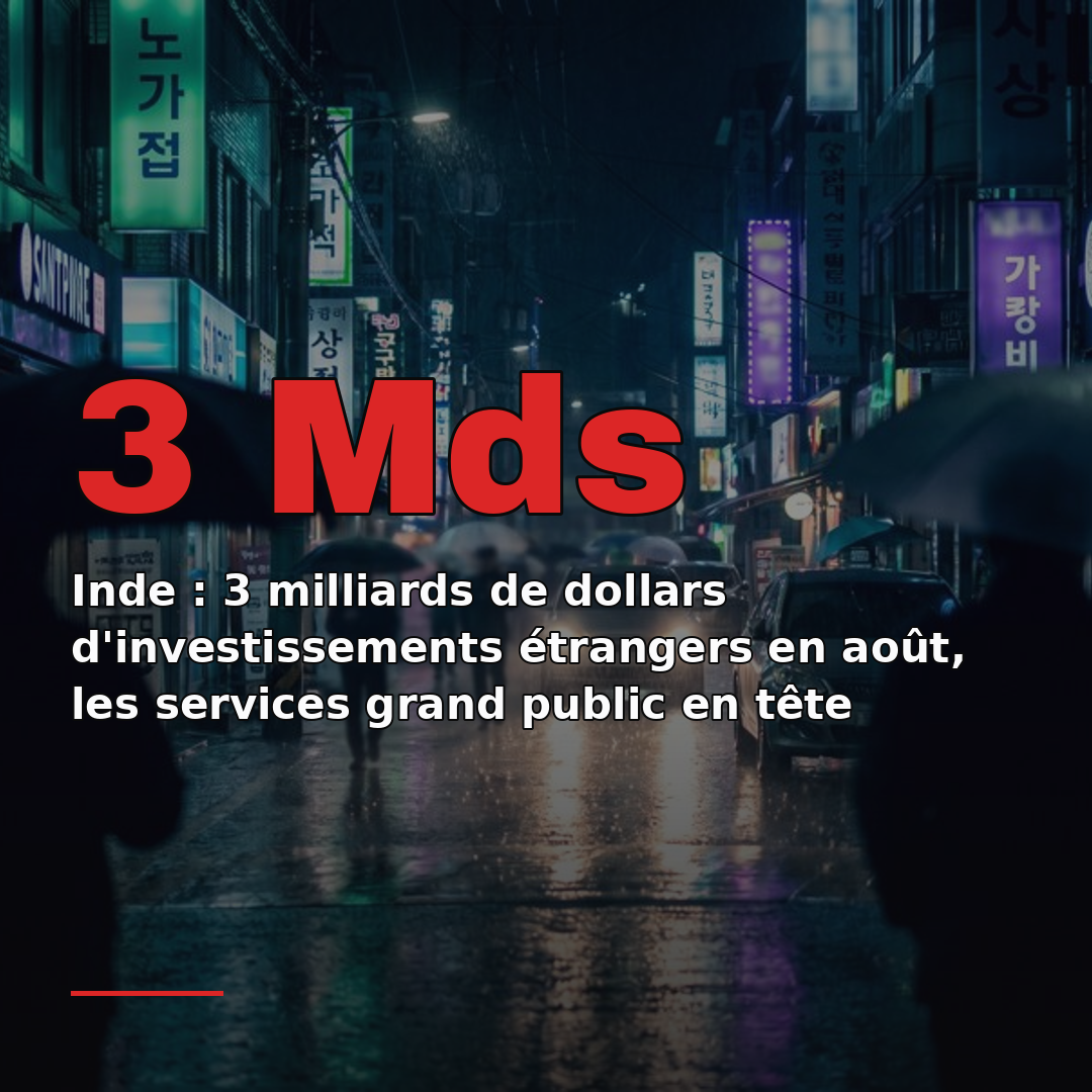 Inde : 3 milliards de dollars d'investissements étrangers en août, les services grand public en tête