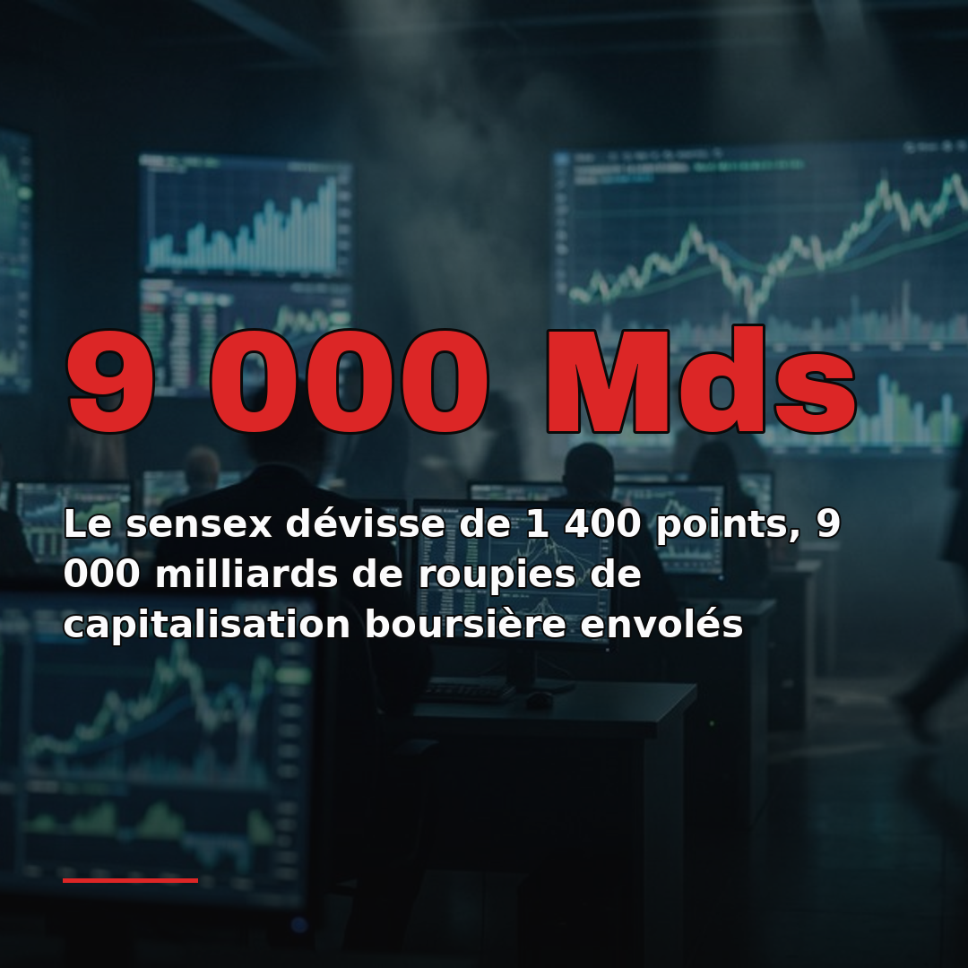 Le sensex dévisse de 1 400 points, 9 000 milliards de roupies de capitalisation boursière envolés