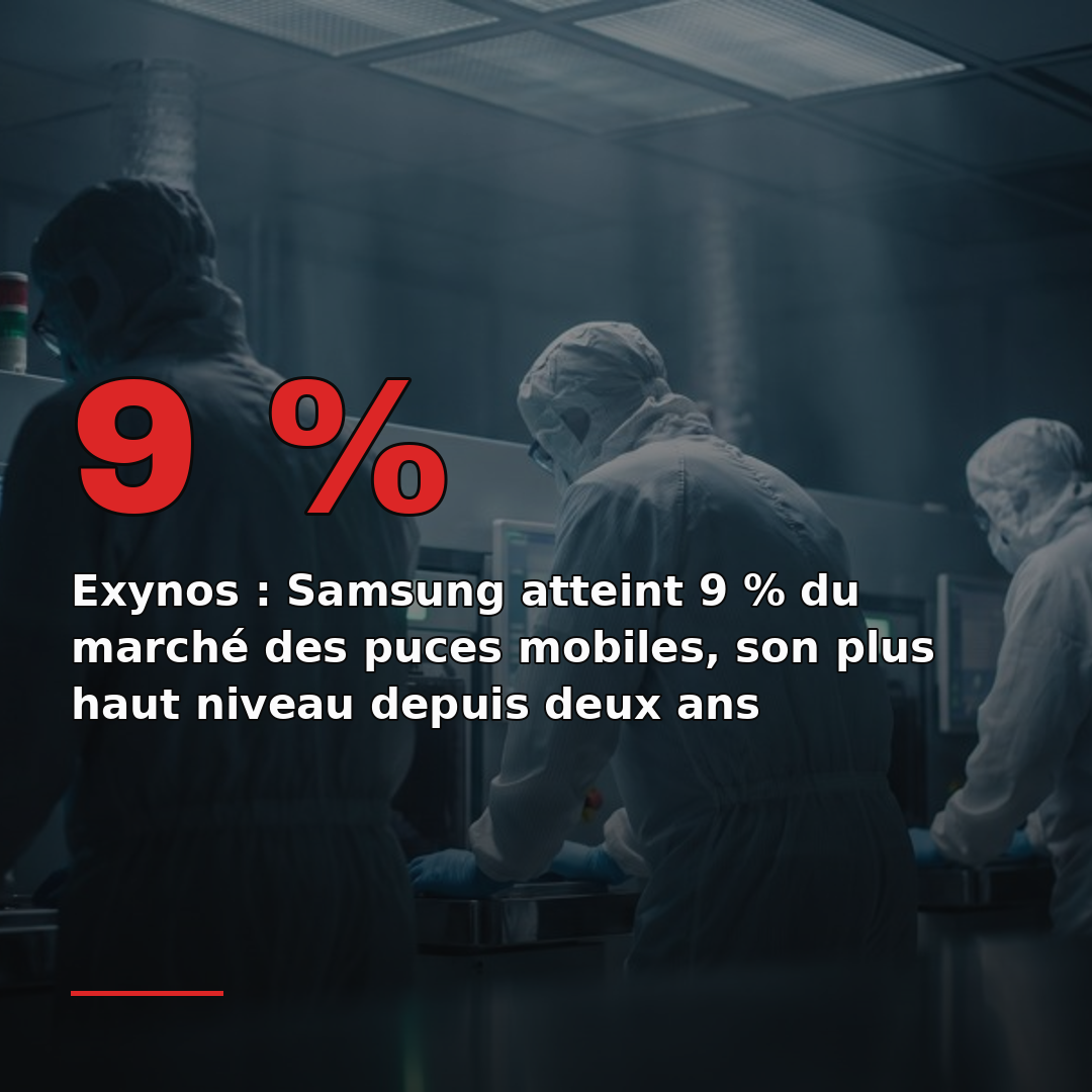 Exynos : Samsung atteint 9 % du marché des puces mobiles, son plus haut niveau depuis deux ans