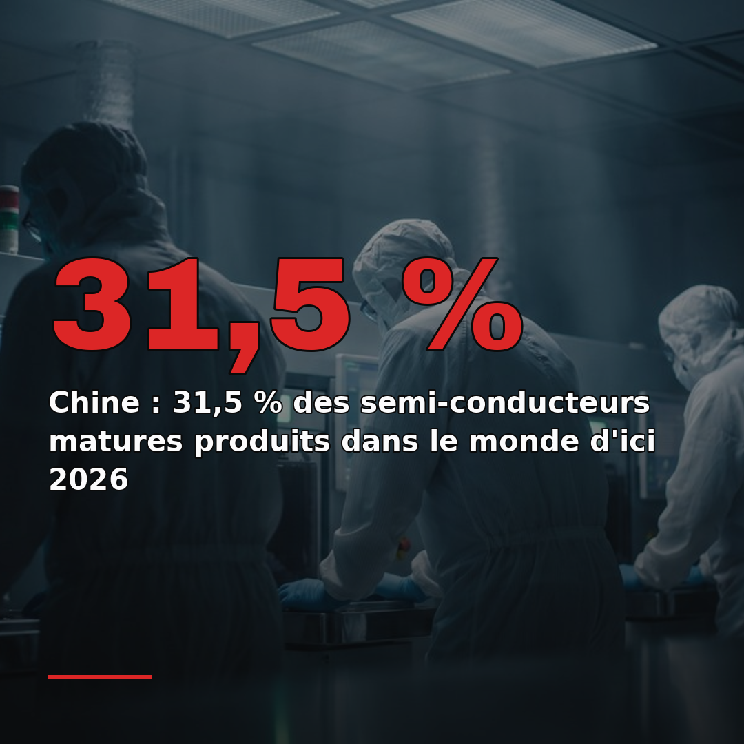 Chine : 31,5 % des semi-conducteurs matures produits dans le monde d'ici 2026