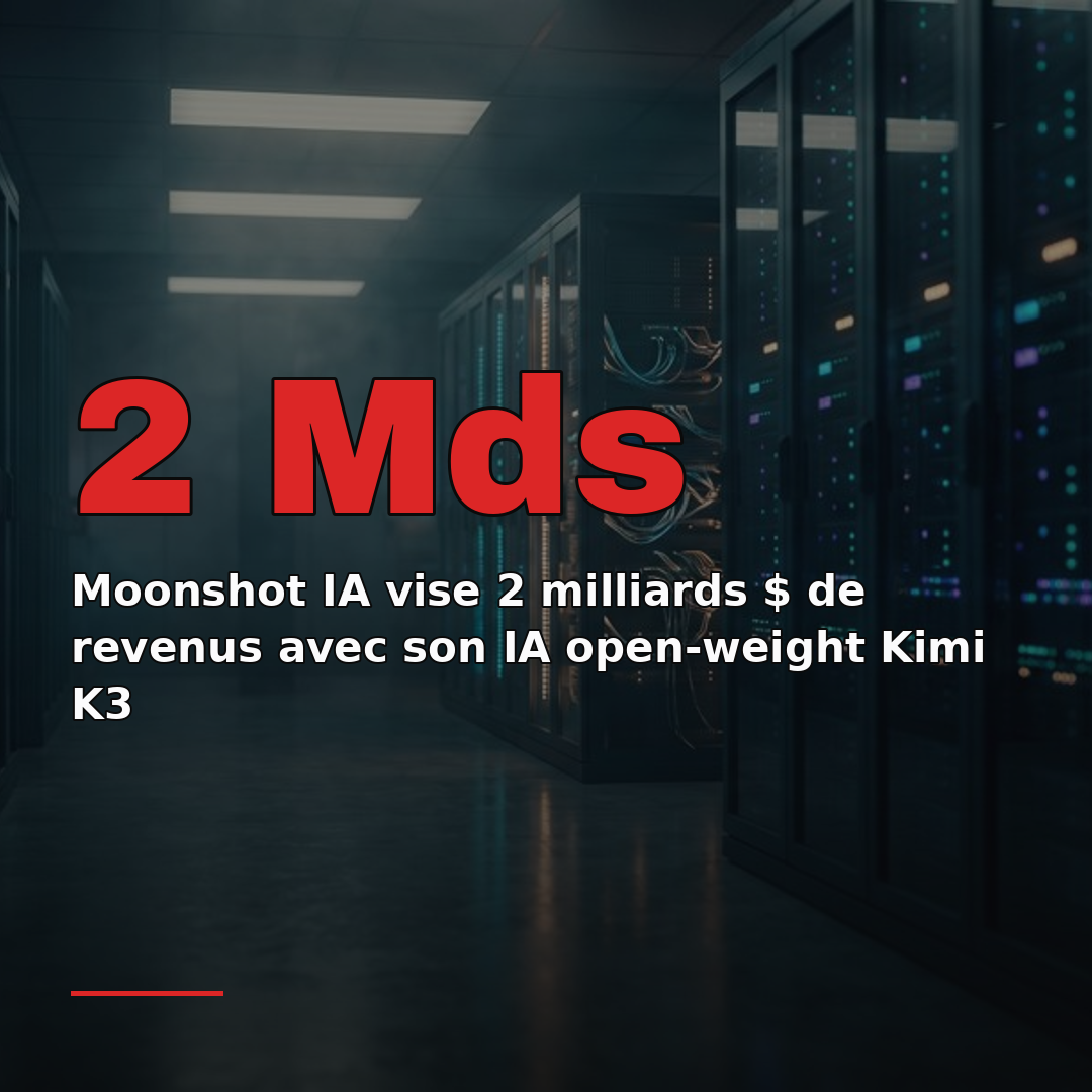 Moonshot IA vise 2 milliards $ de revenus avec son IA open-weight Kimi K3