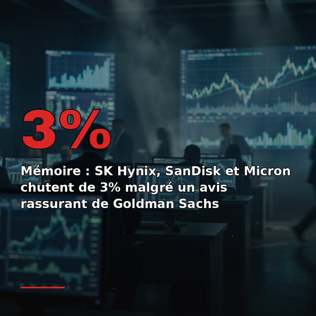 Mémoire : SK Hynix, SanDisk et Micron chutent de 3% malgré un avis rassurant de Goldman Sachs