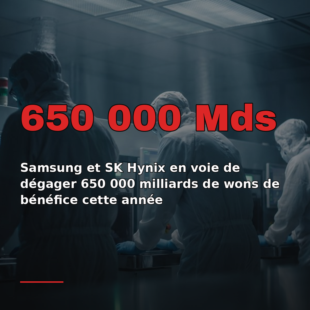 Samsung et SK Hynix en voie de dégager 650 000 milliards de wons de bénéfice cette année