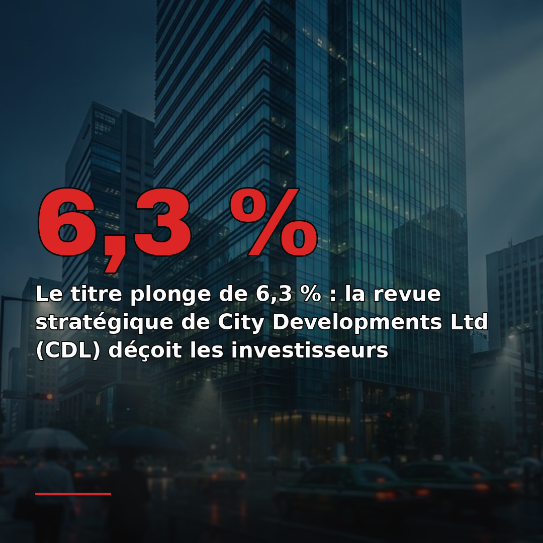 Le titre plonge de 6,3 % : la revue stratégique de City Developments Ltd (CDL) déçoit les investisseurs