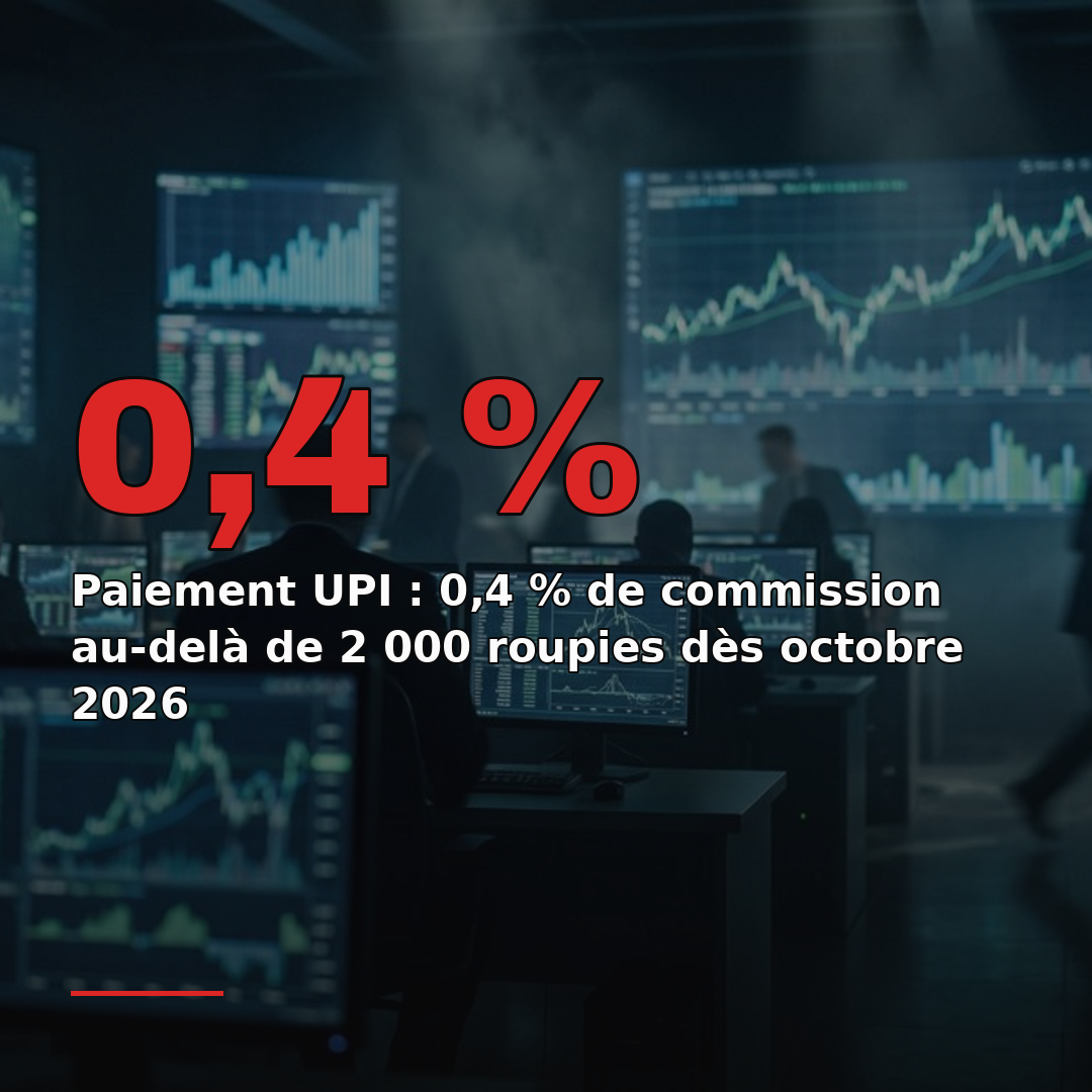 Paiement UPI : 0,4 % de commission au-delà de 2 000 roupies dès octobre 2026