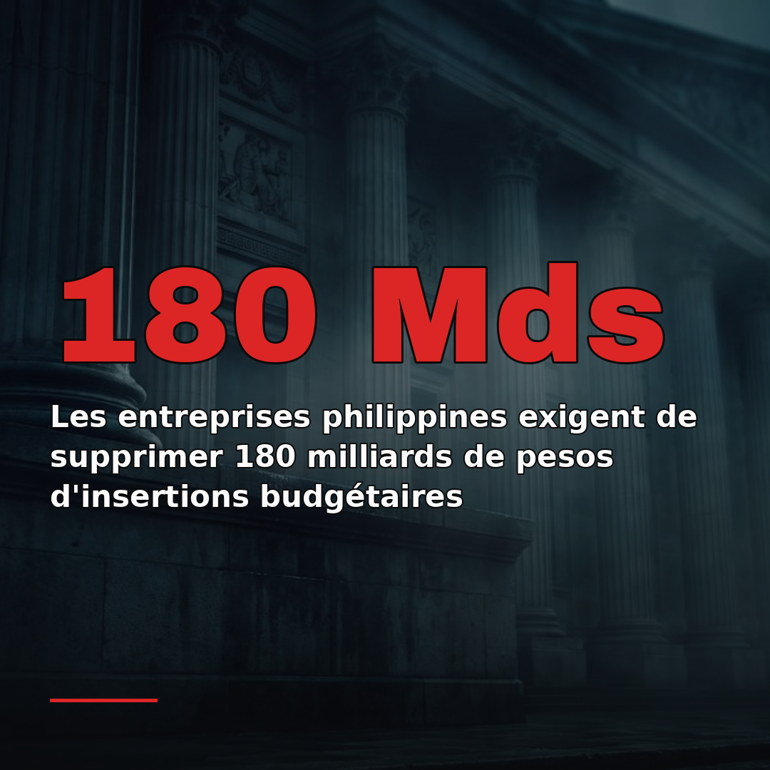 Les entreprises philippines exigent de supprimer 180 milliards de pesos d'insertions budgétaires