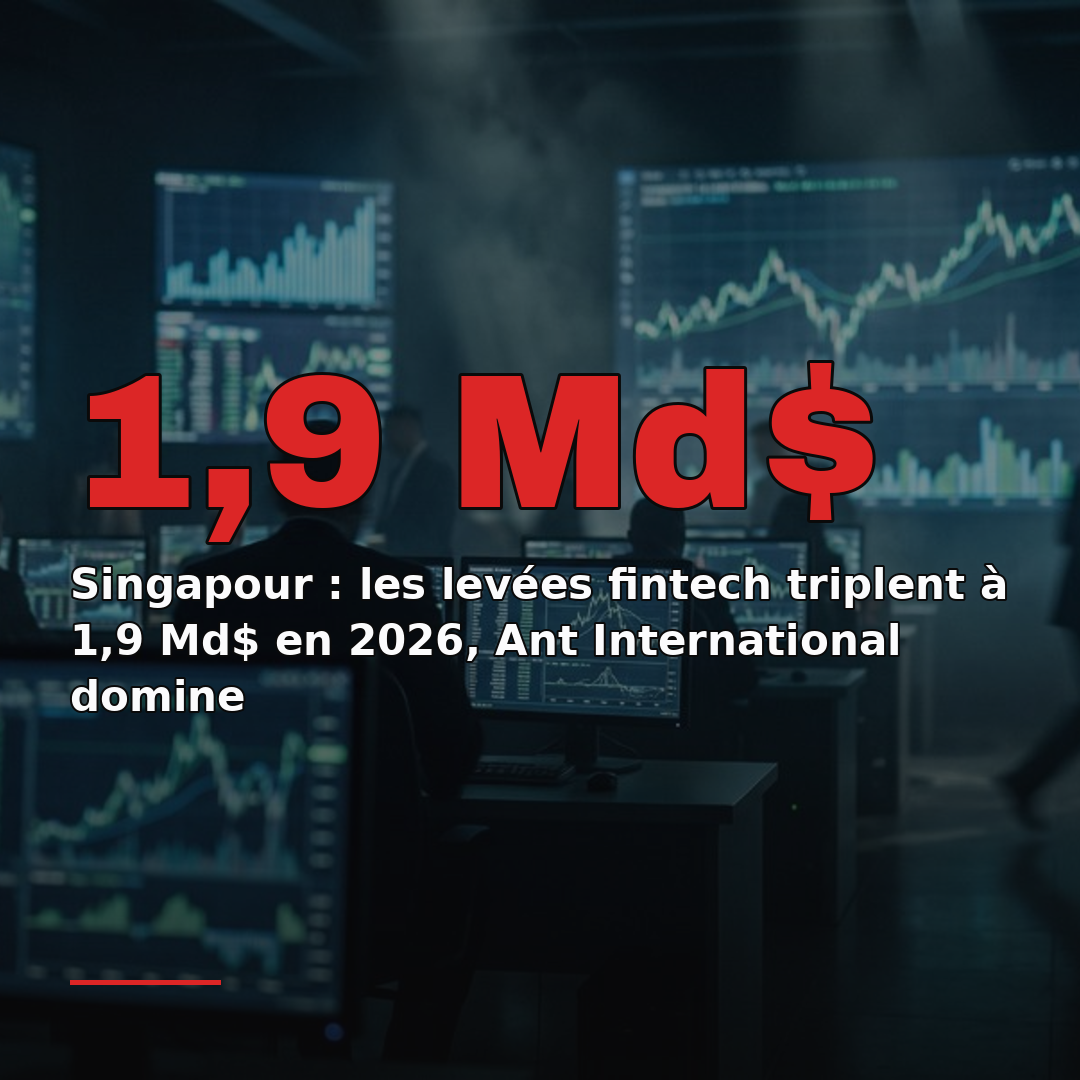 Singapour : les levées fintech triplent à 1,9 Md$ en 2026, Ant International domine