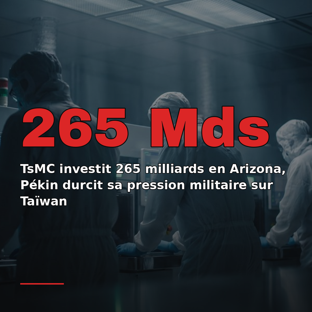 TsMC investit 265 milliards en Arizona, Pékin durcit sa pression militaire sur Taïwan
