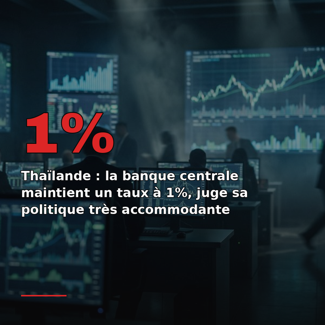 Thaïlande : la banque centrale maintient un taux à 1%, juge sa politique très accommodante