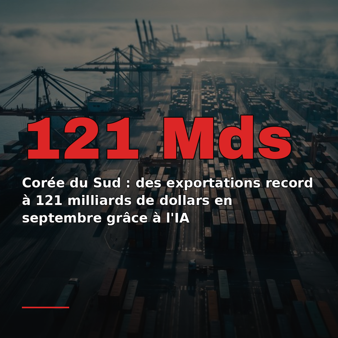 Corée du Sud : des exportations record à 121 milliards de dollars en septembre grâce à l'IA