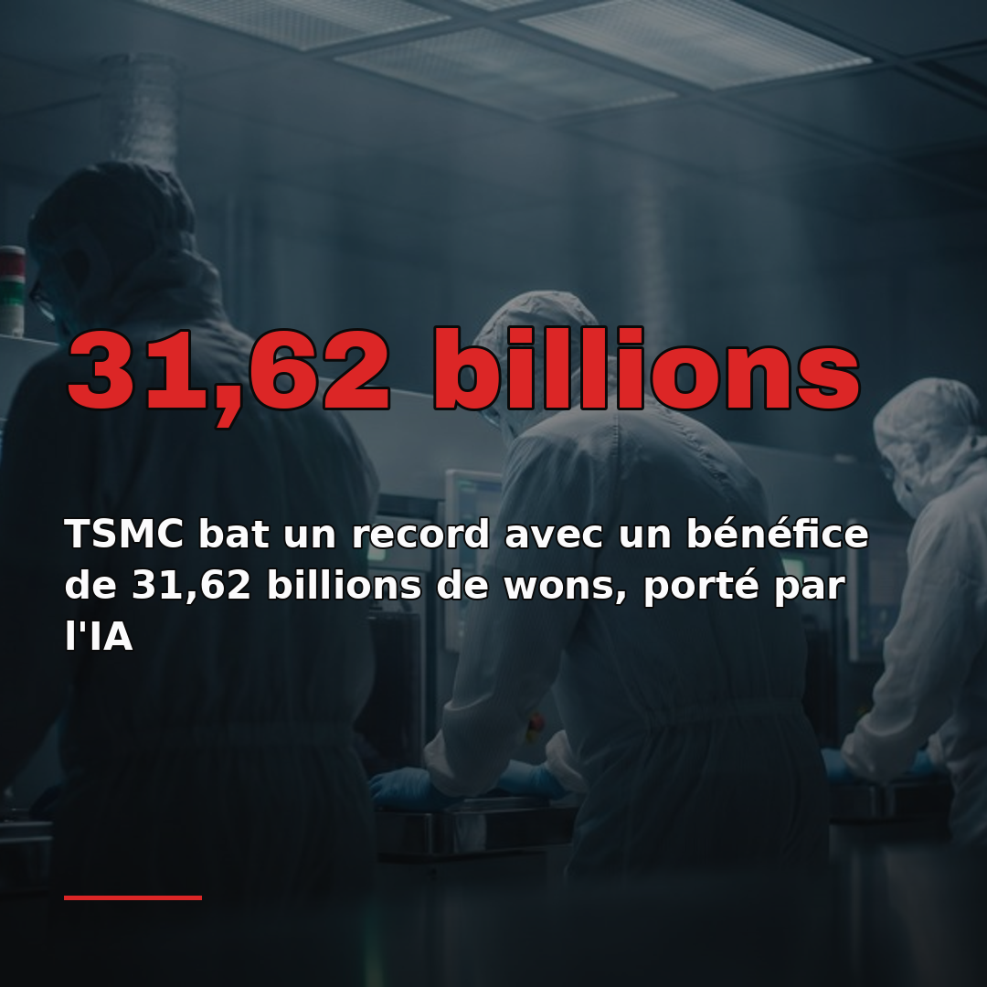 TSMC bat un record avec un bénéfice de 31,62 billions de wons, porté par l'IA