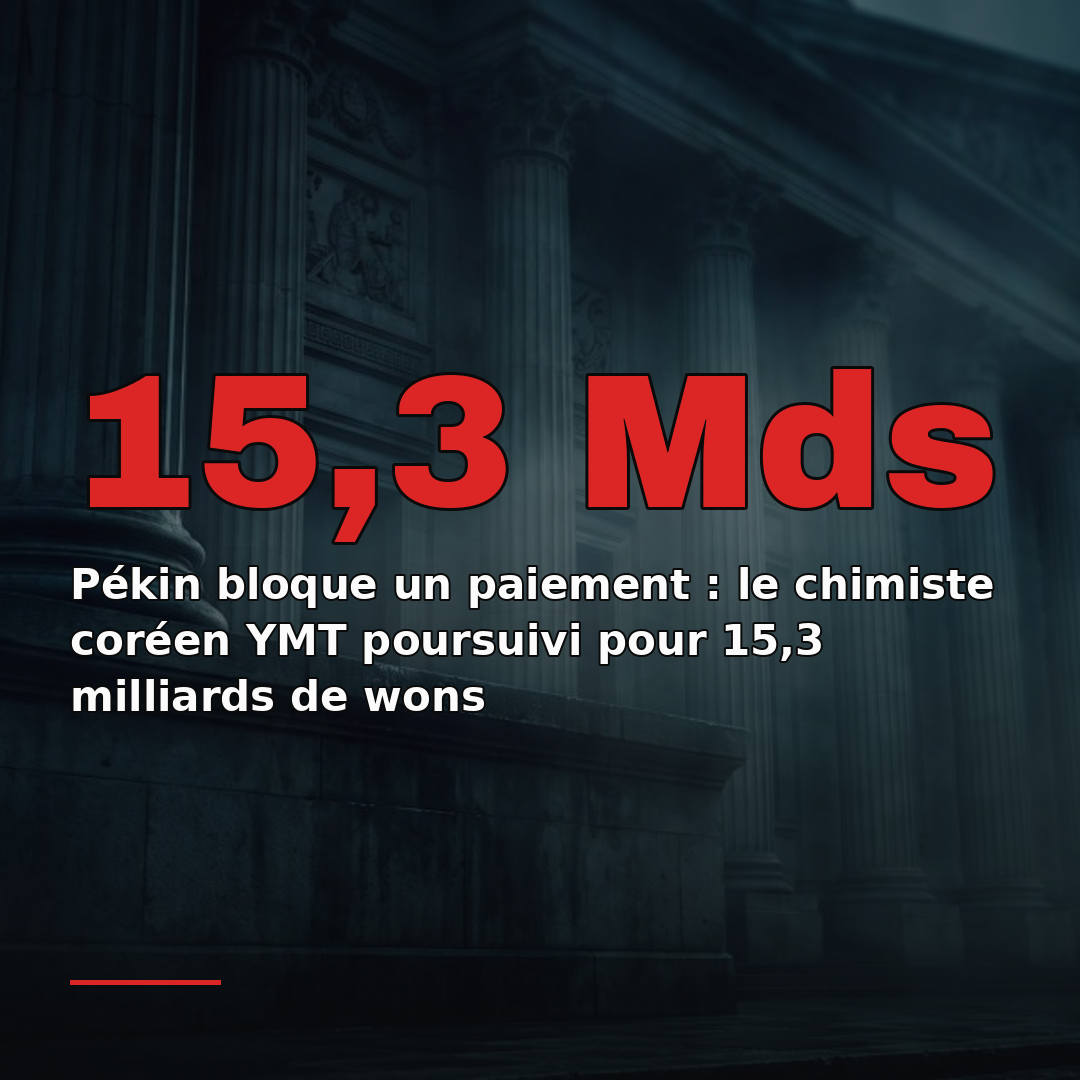 Pékin bloque un paiement : le chimiste coréen YMT poursuivi pour 15,3 milliards de wons
