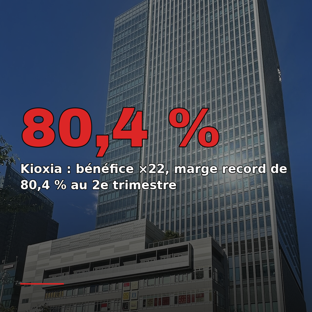 Kioxia : bénéfice ×22, marge record de 80,4 % au 2e trimestre
