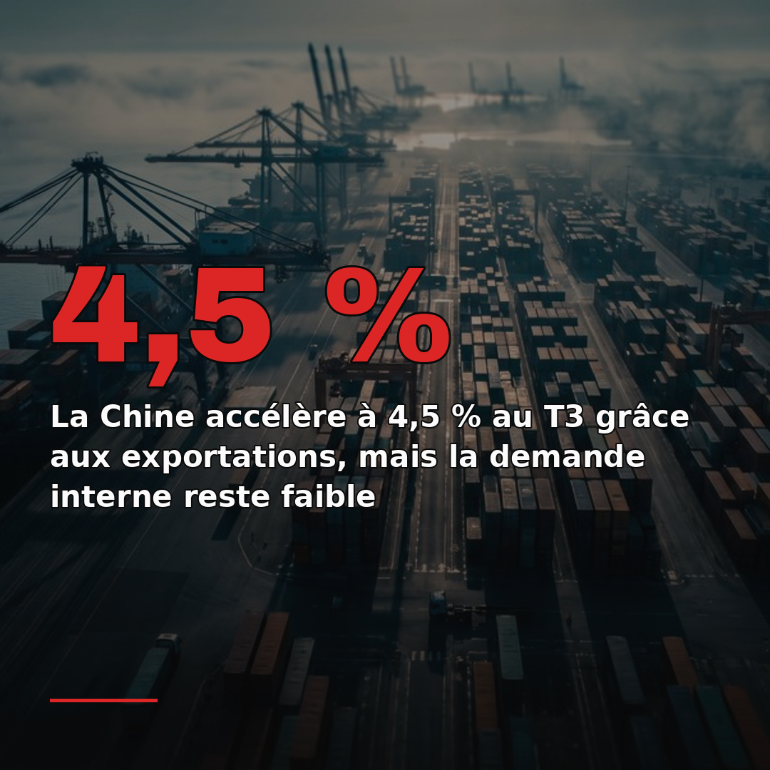 La Chine accélère à 4,5 % au T3 grâce aux exportations, mais la demande interne reste faible