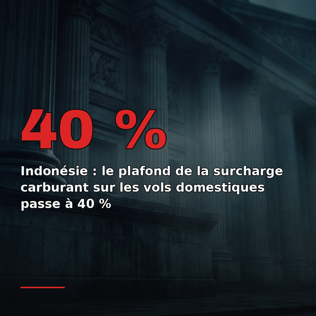 Indonésie : le plafond de la surcharge carburant sur les vols domestiques passe à 40 %