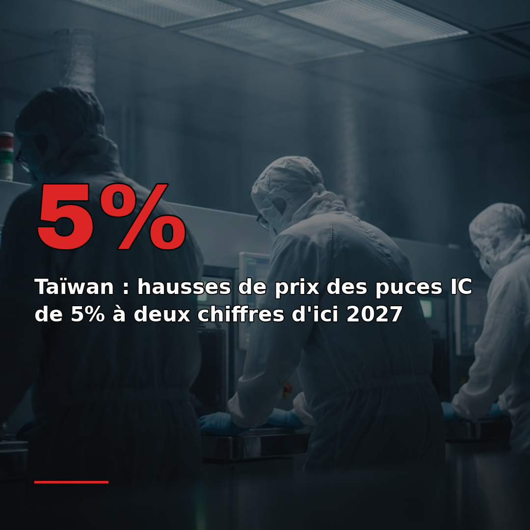 Taïwan : hausses de prix des puces IC de 5% à deux chiffres d'ici 2027
