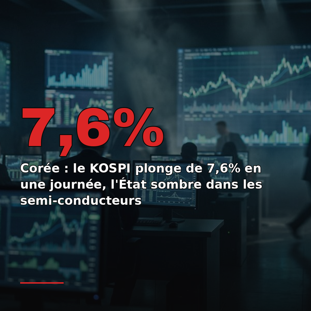 Corée : le KOSPI plonge de 7,6% en une journée, l'État sombre dans les semi-conducteurs