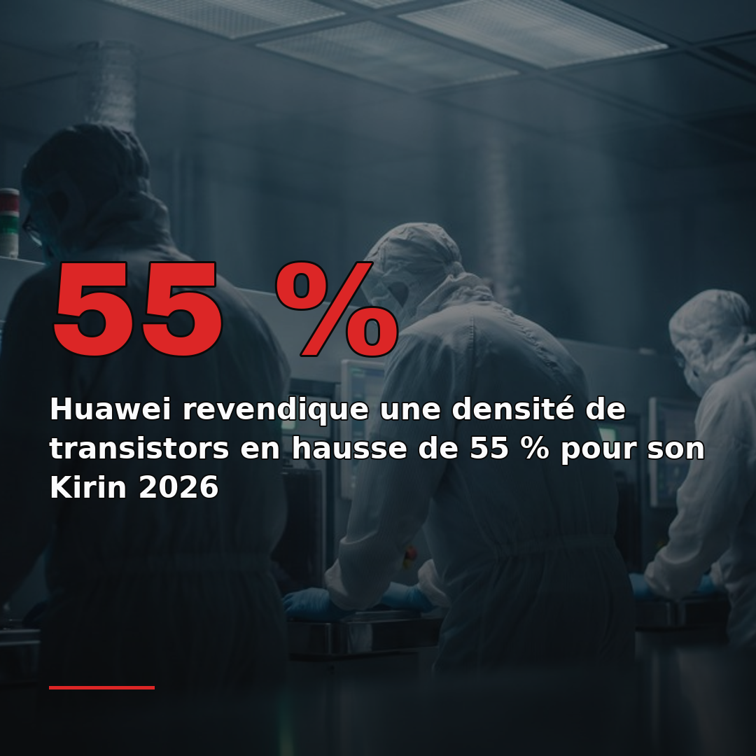 Huawei revendique une densité de transistors en hausse de 55 % pour son Kirin 2026