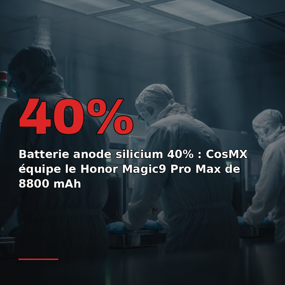 Batterie anode silicium 40% : CosMX équipe le Honor Magic9 Pro Max de 8800 mAh