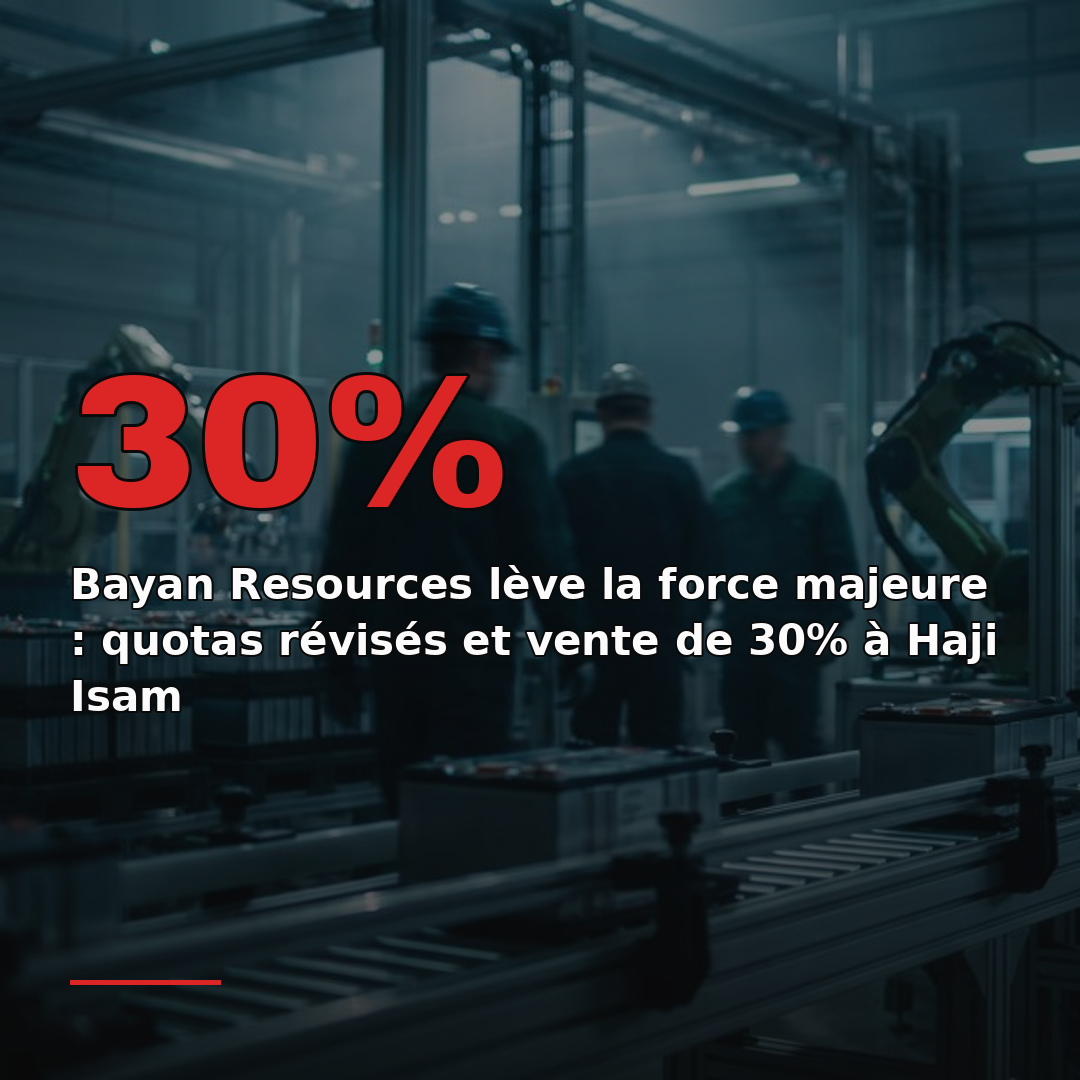 Bayan Resources lève la force majeure : quotas révisés et vente de 30% à Haji Isam