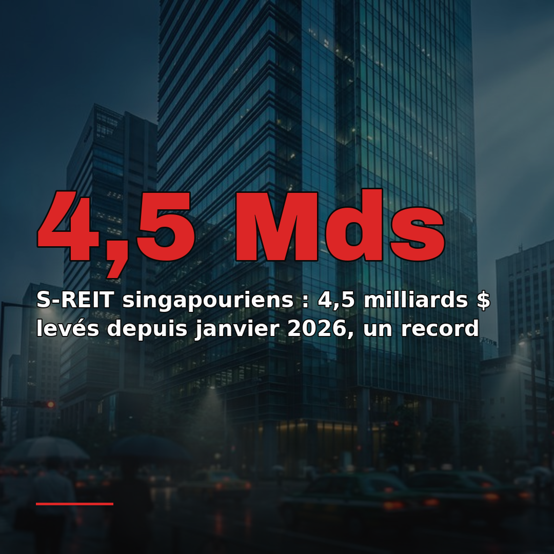 S-REIT singapouriens : 4,5 milliards $ levés depuis janvier 2026, un record