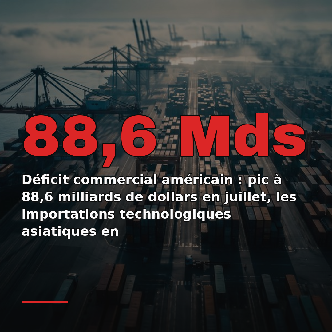 Déficit commercial américain : pic à 88,6 milliards de dollars en juillet, les importations technologiques asiatiques en
