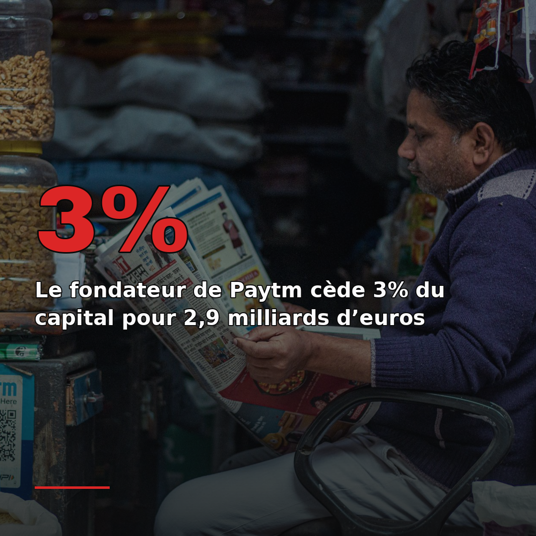 Le fondateur de Paytm cède 3% du capital pour 2,9 milliards d’euros