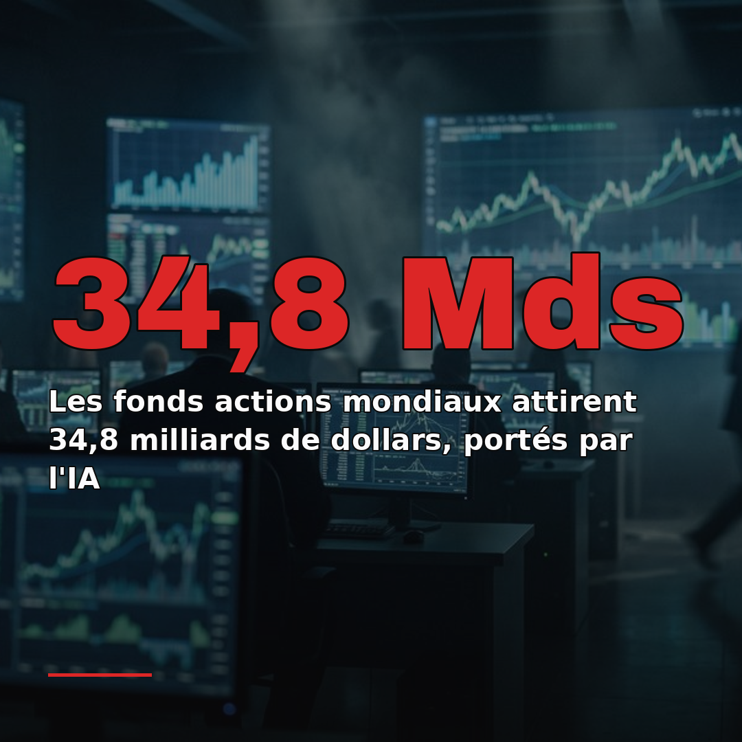 Les fonds actions mondiaux attirent 34,8 milliards de dollars, portés par l'IA