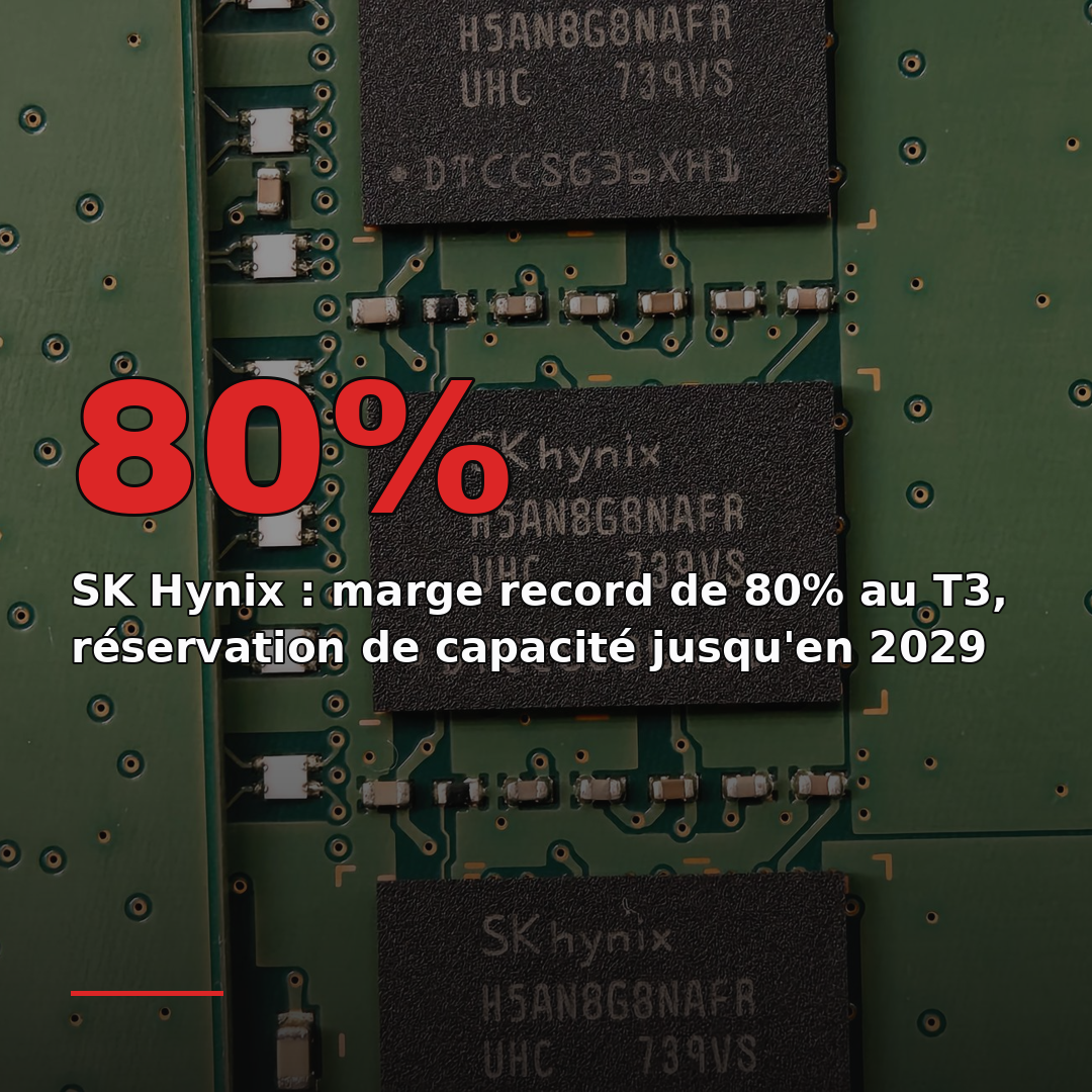 SK Hynix : marge record de 80% au T3, réservation de capacité jusqu'en 2029