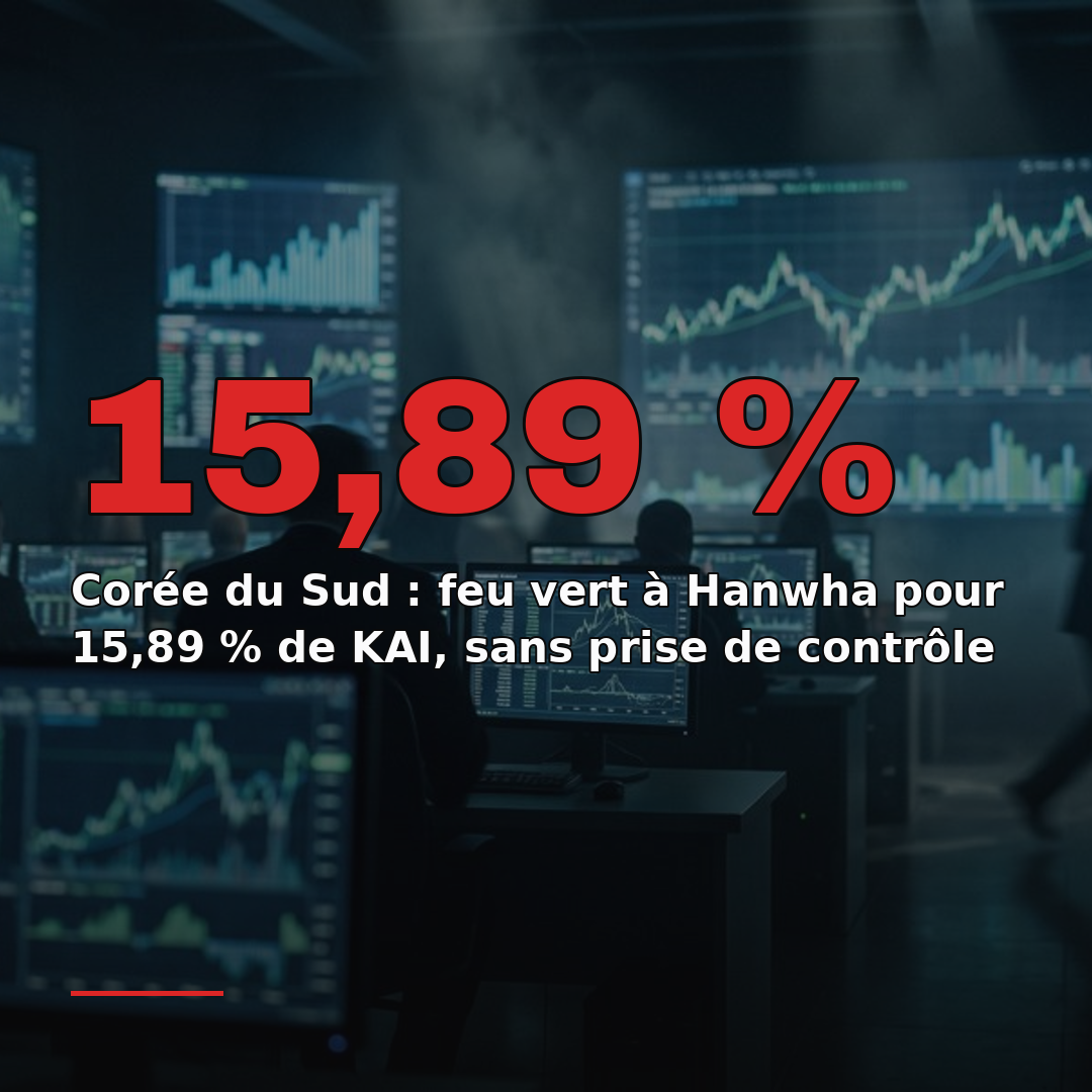 Corée du Sud : feu vert à Hanwha pour 15,89 % de KAI, sans prise de contrôle
