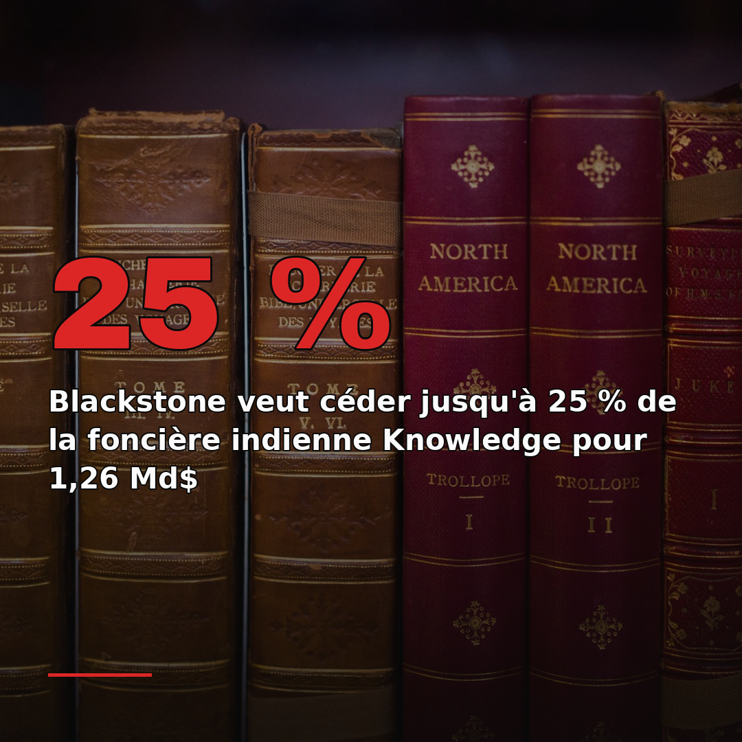 Blackstone veut céder jusqu'à 25 % de la foncière indienne Knowledge pour 1,26 Md$
