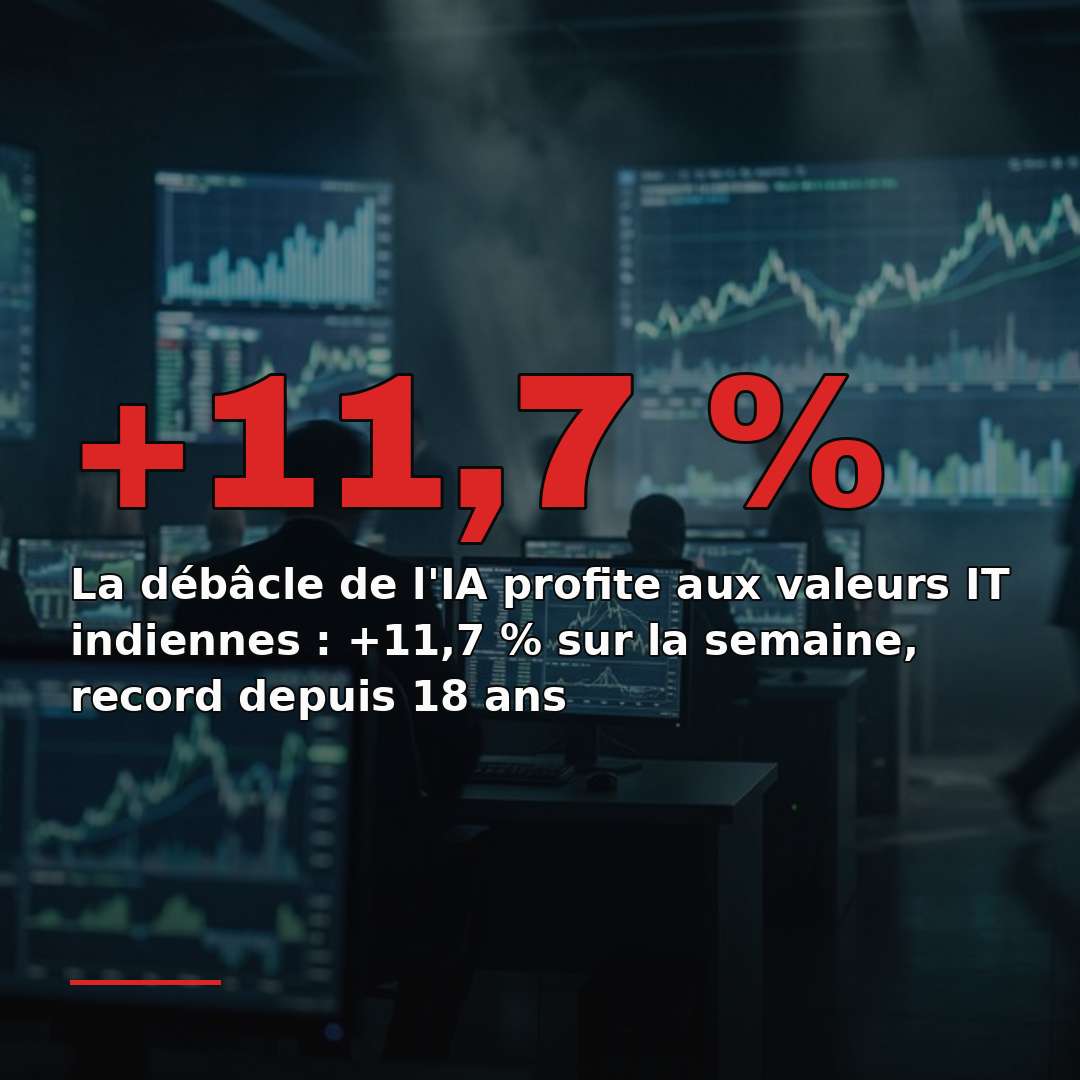 La débâcle de l'IA profite aux valeurs IT indiennes : +11,7 % sur la semaine, record depuis 18 ans