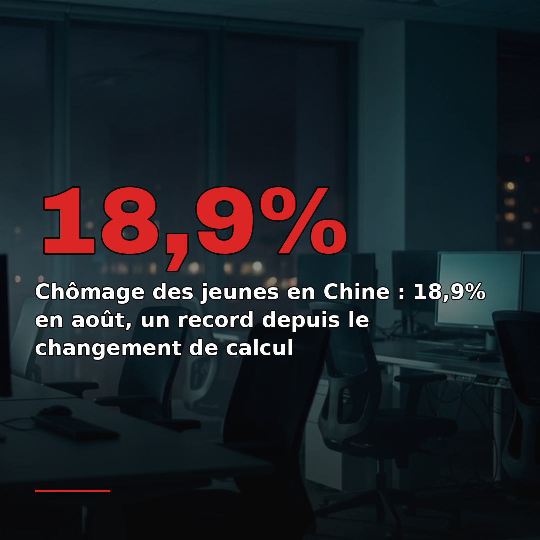 Chômage des jeunes en Chine : 18,9% en août, un record depuis le changement de calcul