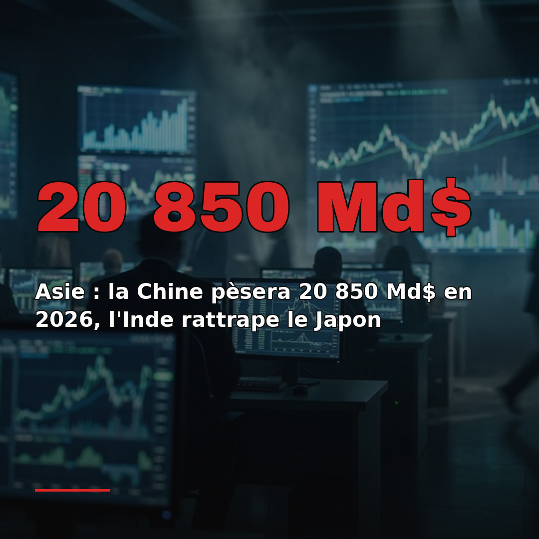 Asie : la Chine pèsera 20 850 Md$ en 2026, l'Inde rattrape le Japon