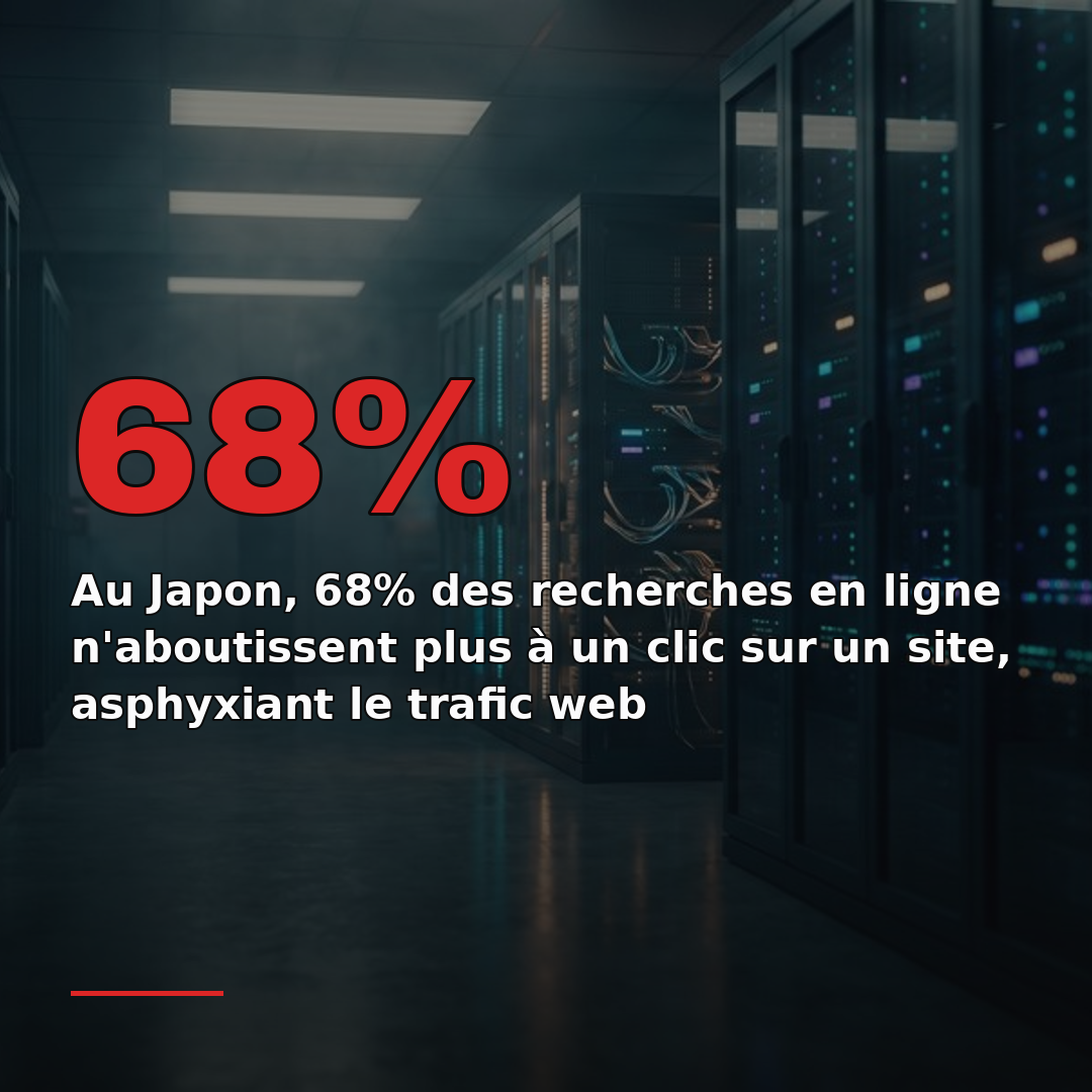 Au Japon, 68% des recherches en ligne n'aboutissent plus à un clic sur un site, asphyxiant le trafic web