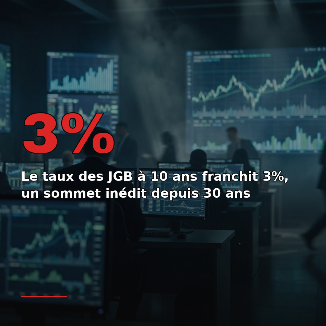 Le taux des JGB à 10 ans franchit 3%, un sommet inédit depuis 30 ans