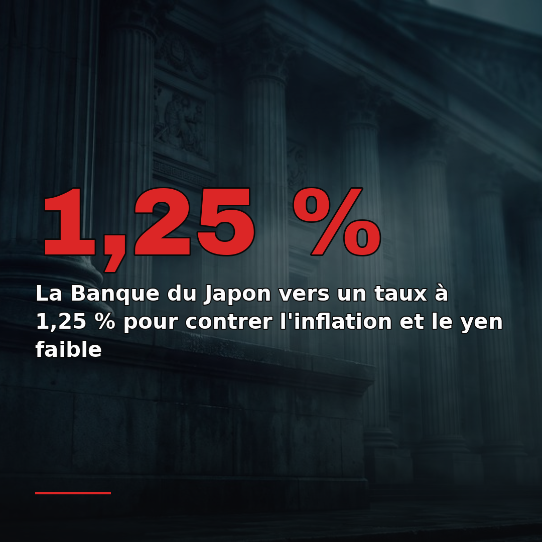 La Banque du Japon vers un taux à 1,25 % pour contrer l'inflation et le yen faible