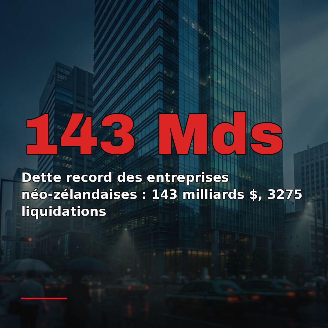 Dette record des entreprises néo-zélandaises : 143 milliards $, 3275 liquidations