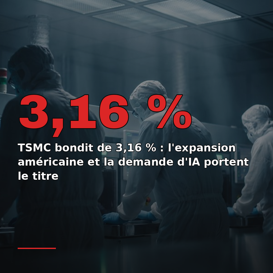TSMC bondit de 3,16 % : l'expansion américaine et la demande d'IA portent le titre