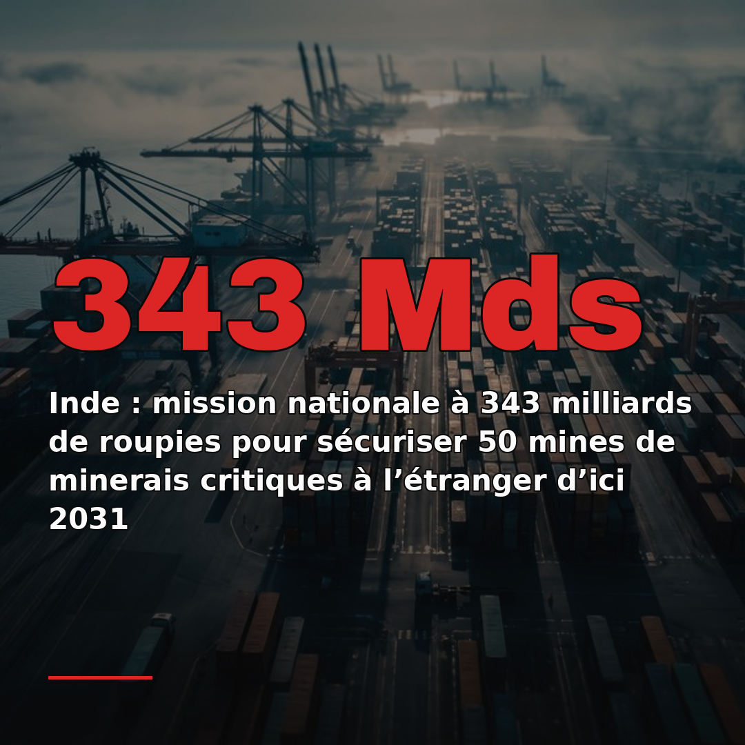 Inde : mission nationale à 343 milliards de roupies pour sécuriser 50 mines de minerais critiques à l’étranger d’ici 2031