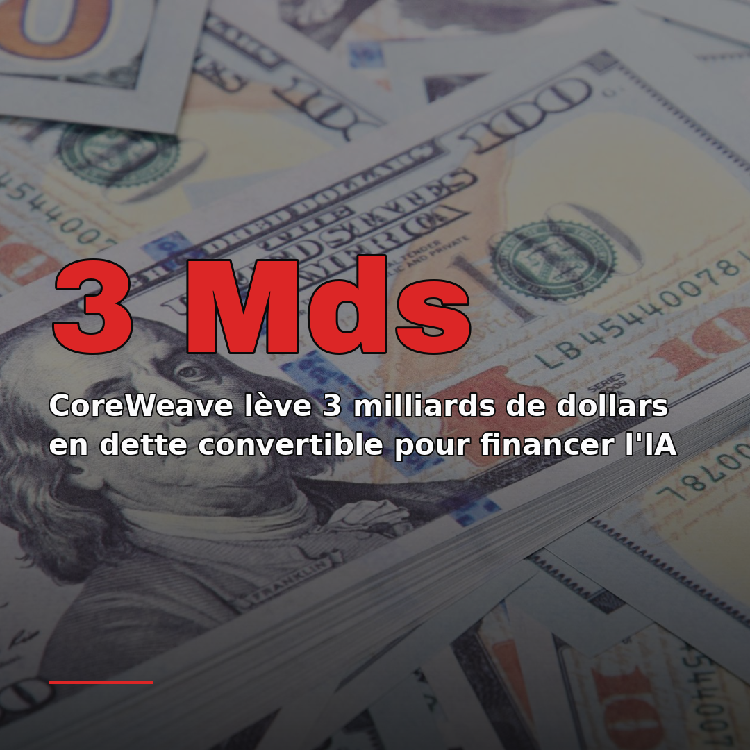 CoreWeave lève 3 milliards de dollars en dette convertible pour financer l'IA