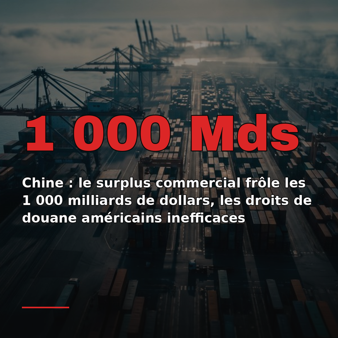 Chine : le surplus commercial frôle les 1 000 milliards de dollars, les droits de douane américains inefficaces