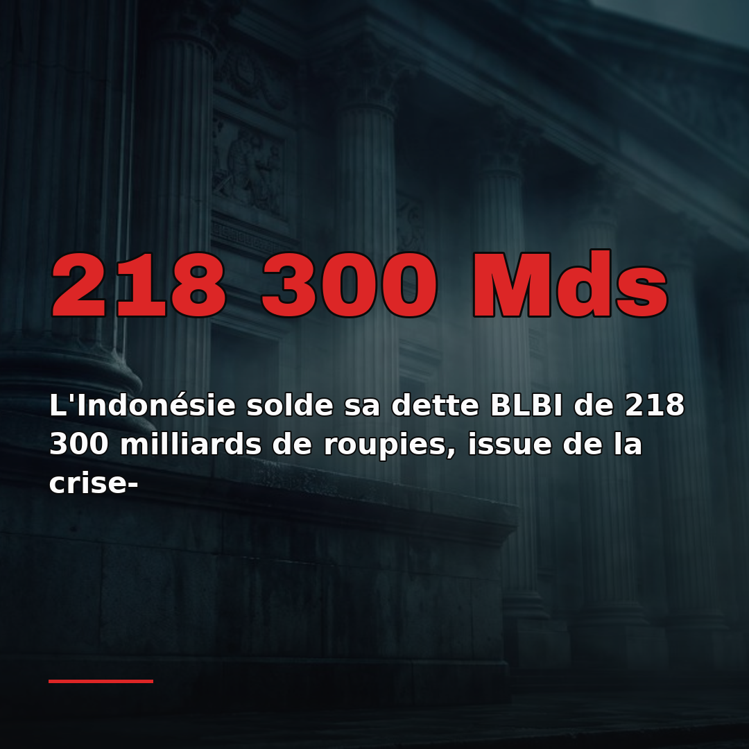 L'Indonésie solde sa dette BLBI de 218 300 milliards de roupies, issue de la crise-