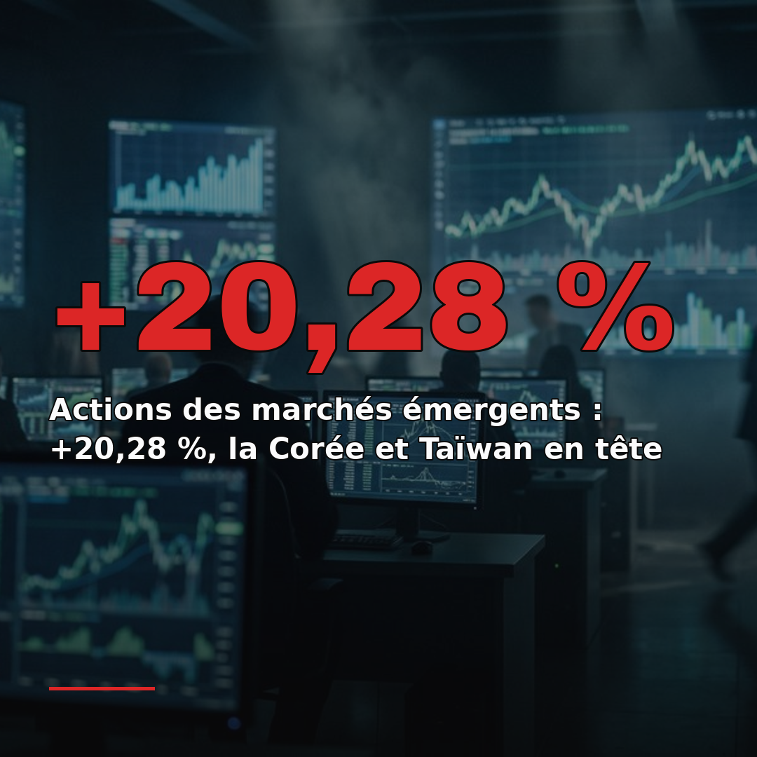 Actions des marchés émergents : +20,28 %, la Corée et Taïwan en tête